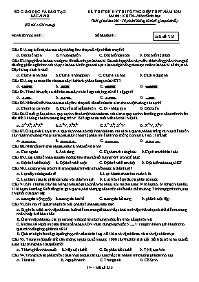 Đề thi thử Tốt nghiệp THPT môn Sinh học - Mã đề 215 - Năm học 2020-2021 - Sở giáo dục và đào tạo Bắc Ninh (Có đáp án)